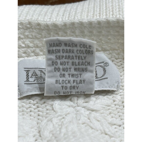 Vtg Lands' End Cotton Floral Embroidered Cardigan Sz S Ivory Classic Cottage - Picture 11 of 12